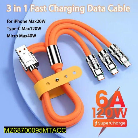 3 In 1 Mobile Charging Cable, Orange