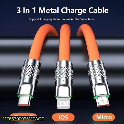 3 In 1 Mobile Charging Cable, Orange