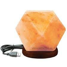 Diamond shape pink+white USB salt lamp